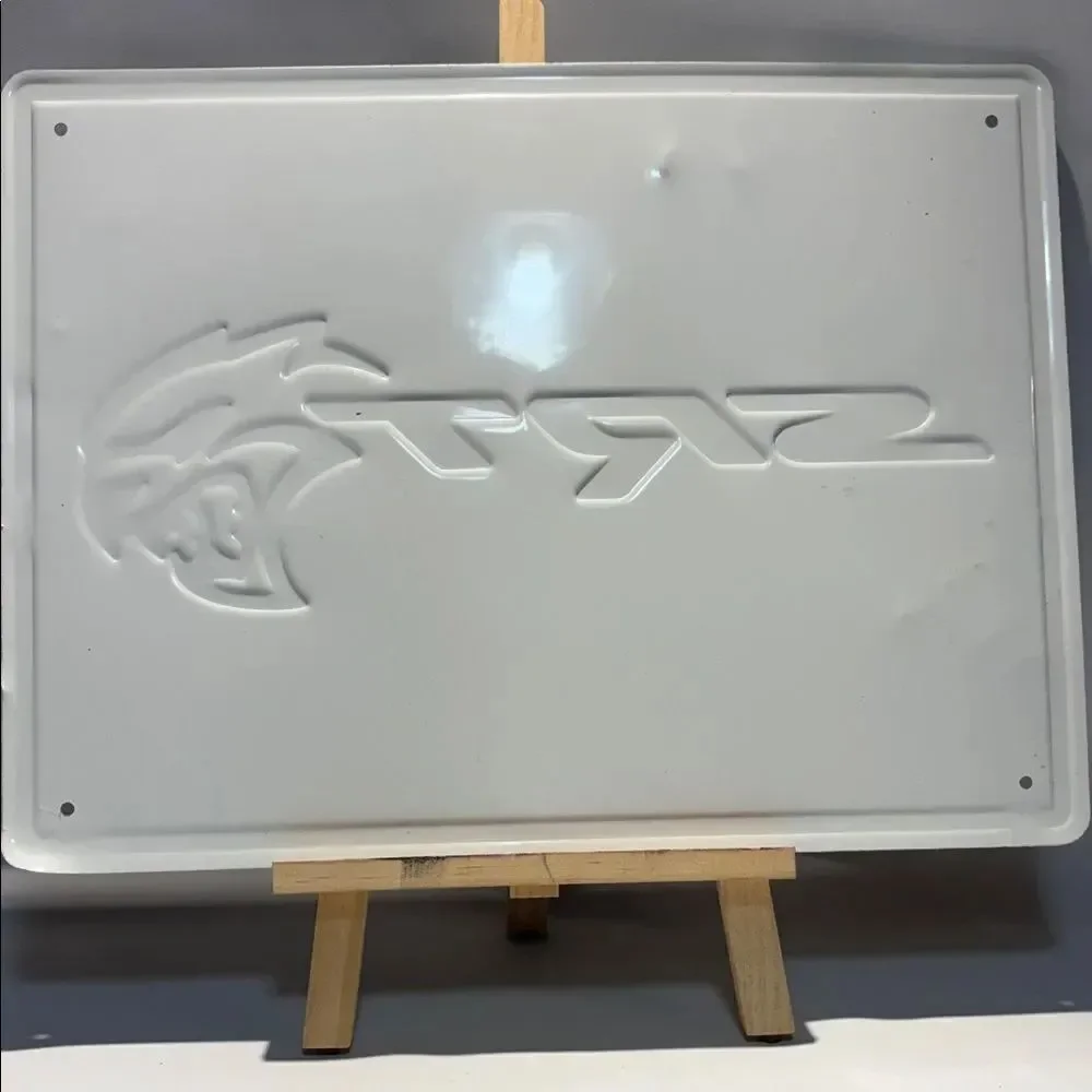 SRT Black and Silver Metal Sign